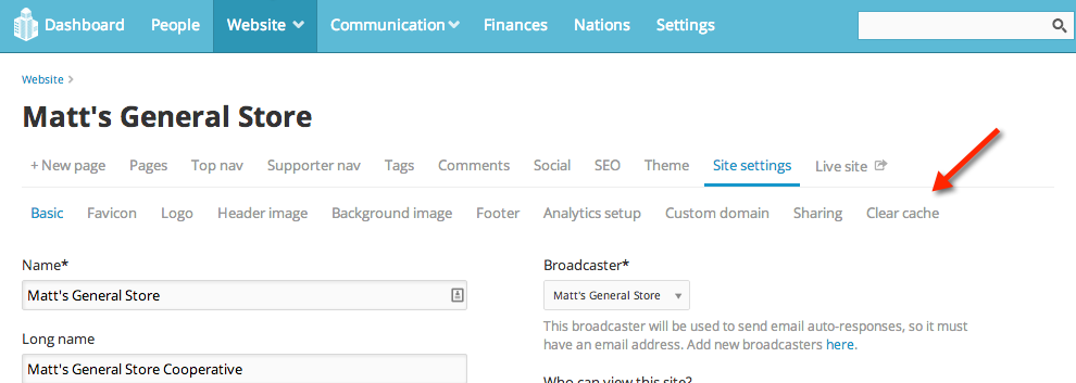 Clear your site cache