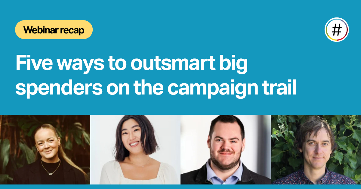 Meta image for '5 ways to outsmart big spenders' blog, a webinar recap featuring 4 speakers