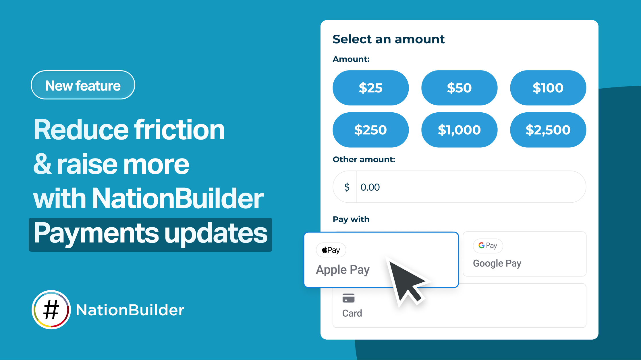 Blog title and an example of a mobile donation flow, featuring NationBuilder's logo.