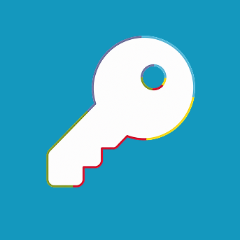 A digital key on a blue background