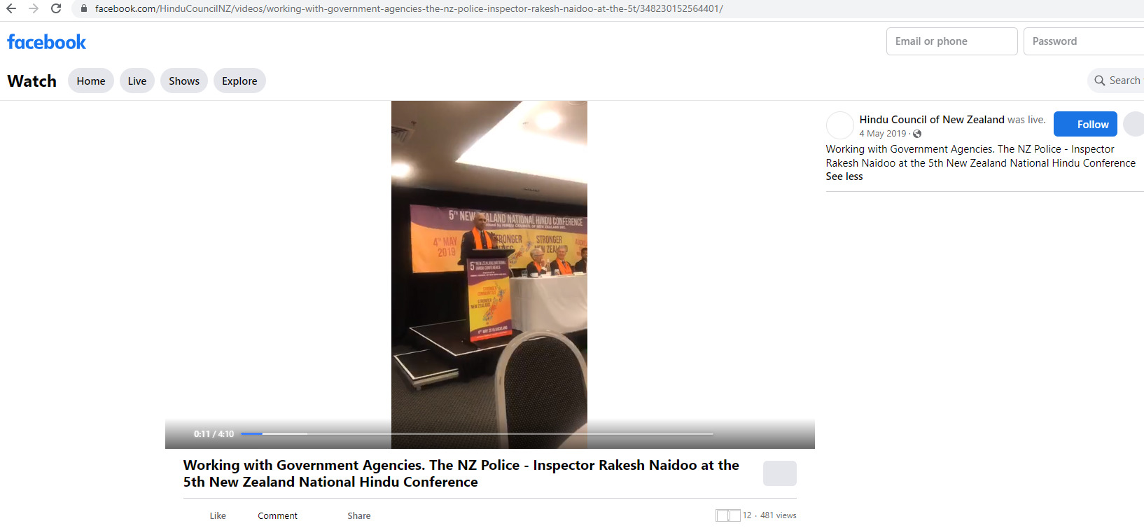 Rakesh Naidoo at a Hindu Council conference.