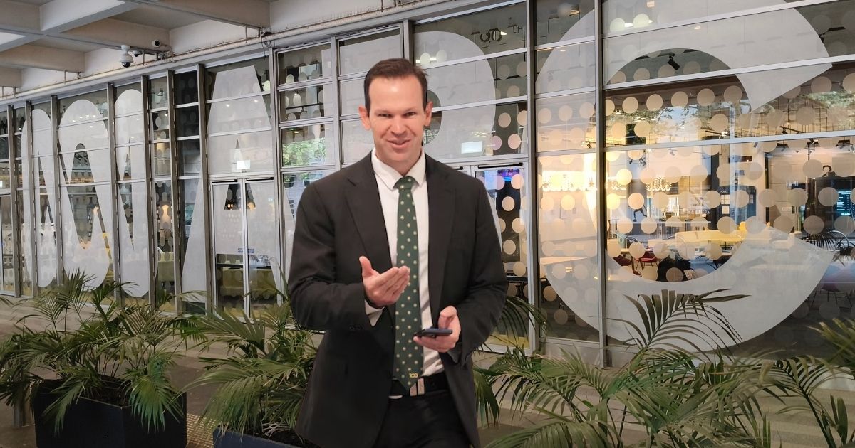Matt Canavan superimposed outside the ABC in Sydney