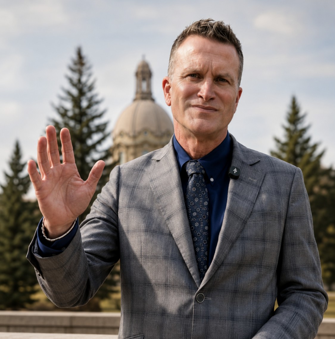 Peter Guthrie outside the Alberta Legislature