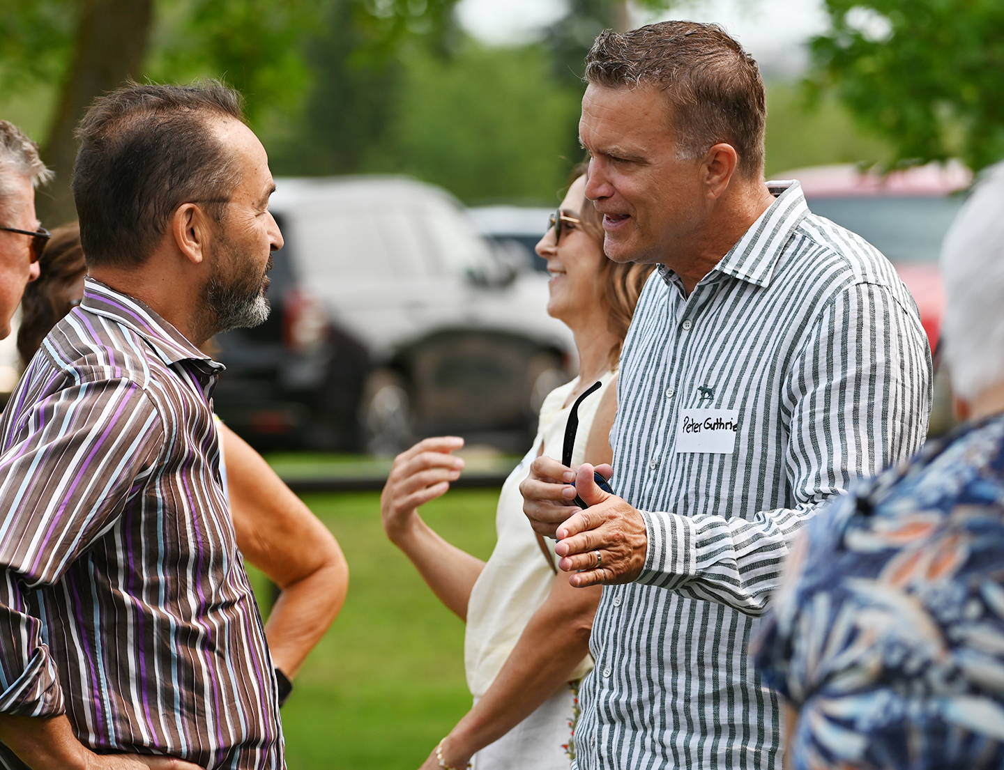 Peter Guthrie speaking with Albertans at a community event