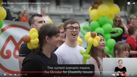 Access Matters Campaigners with balloons  Accessibility Guaranteed by Law - YouTube Screenshot sml