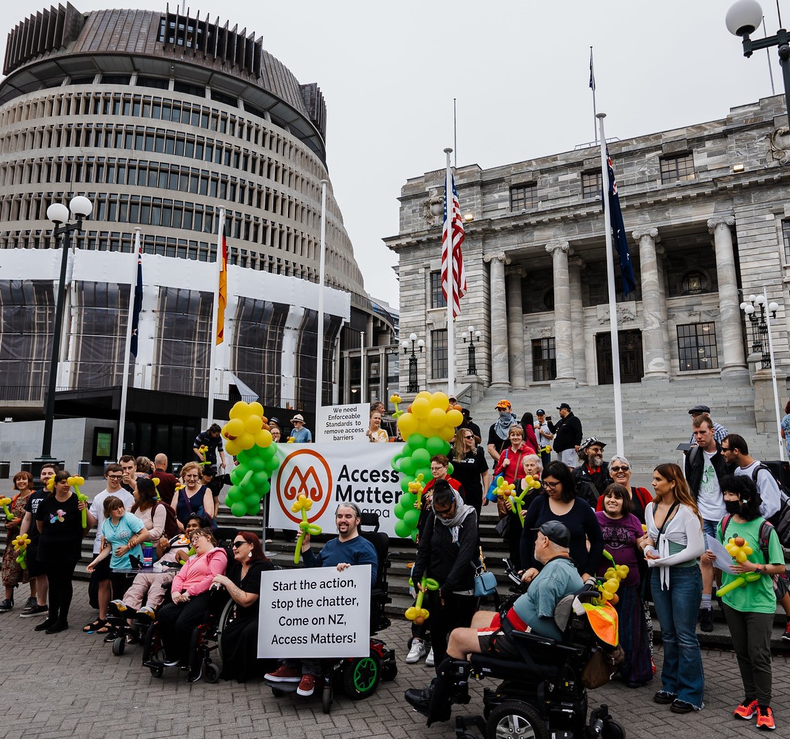 Access Matters campaigners at NZ Parliament Grounds 1152x1077