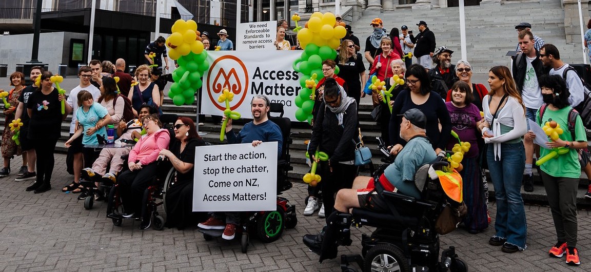 Access Matters campaigners at NZ Parliament Grounds crop