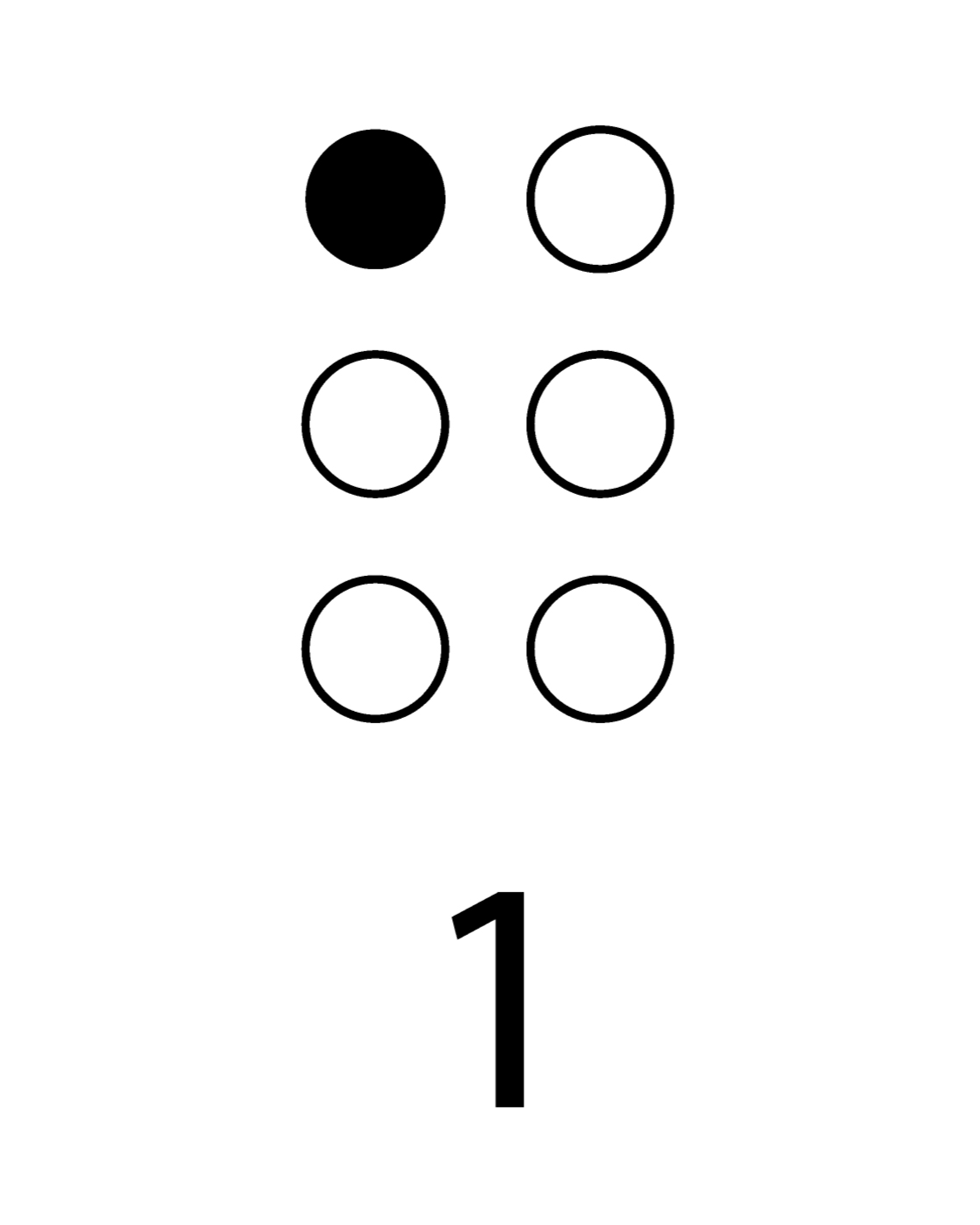Braille and text number 1 (4-5)