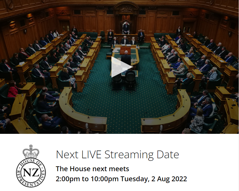 Parliament TV - NZ House of Representatives debating chamber