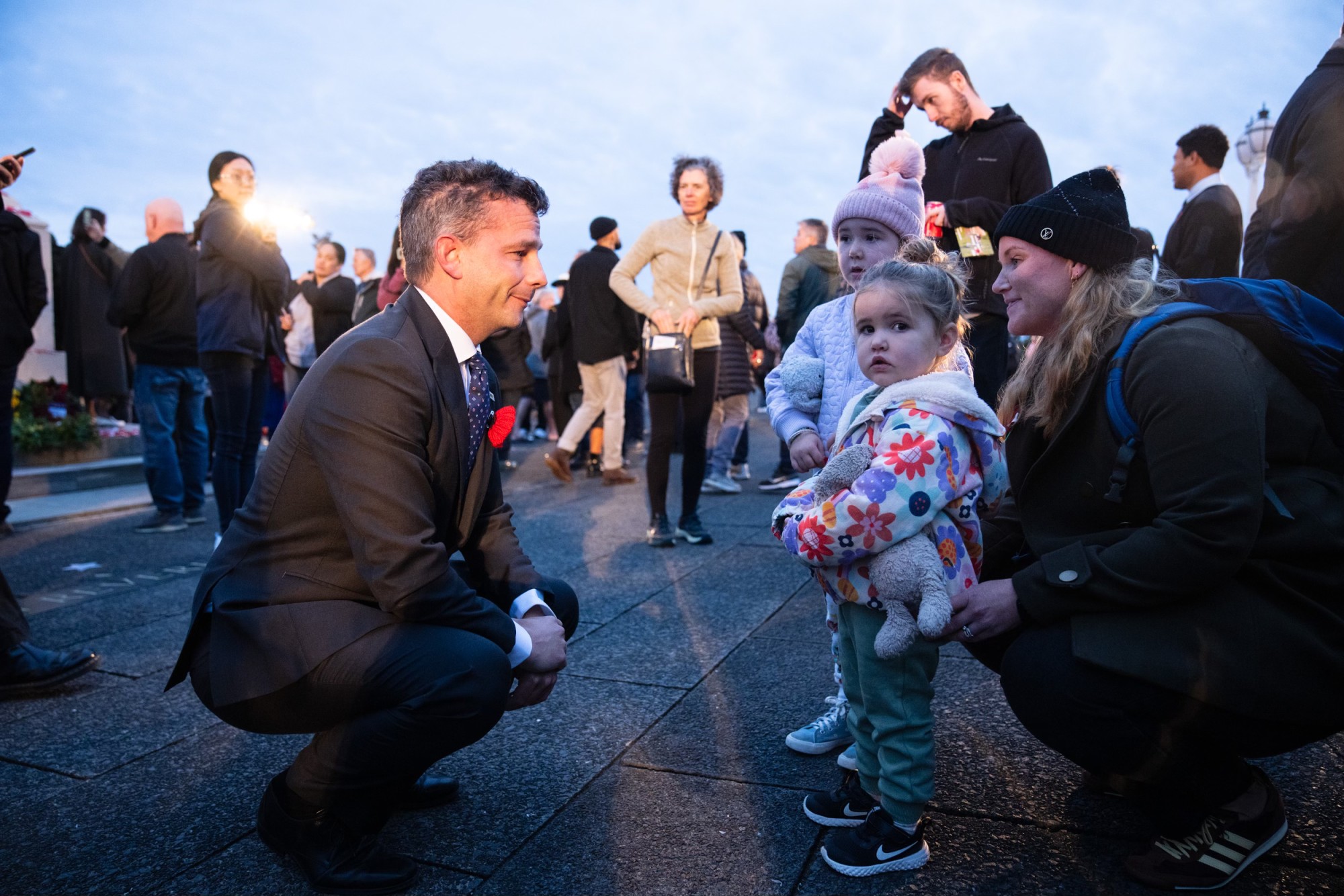 David speaking with young supporters