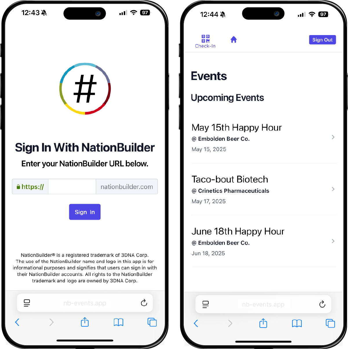 Custom API Webapp for Member Check-In