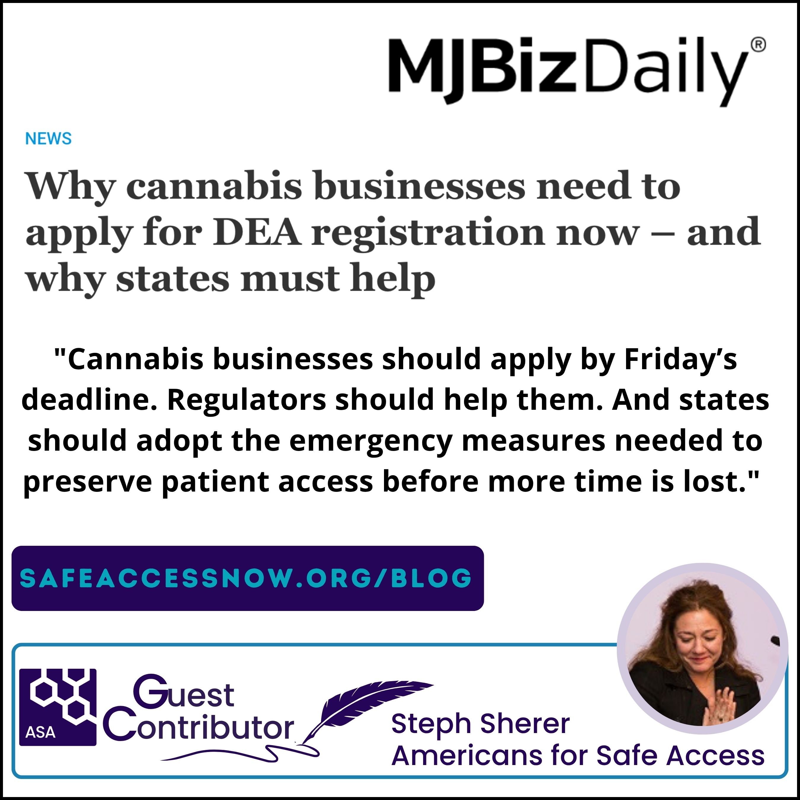 MJ Biz Op-ed: Why cannabis businesses need to apply for DEA registration now – and why states must help