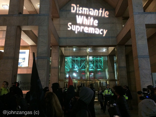 Anti Alt-Right Light Projection in DC
