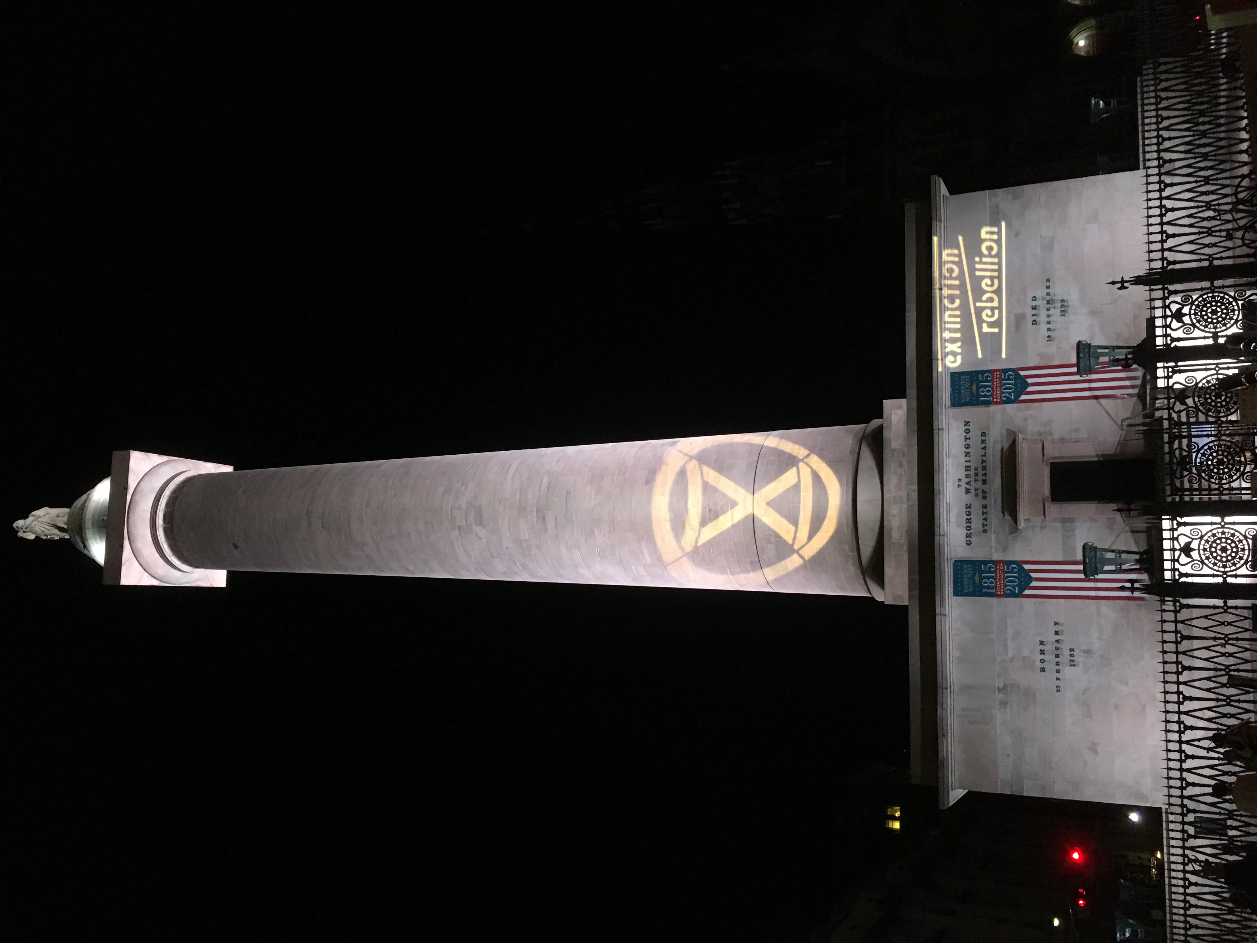 Projections at XR Earth Day vigil in Baltimore