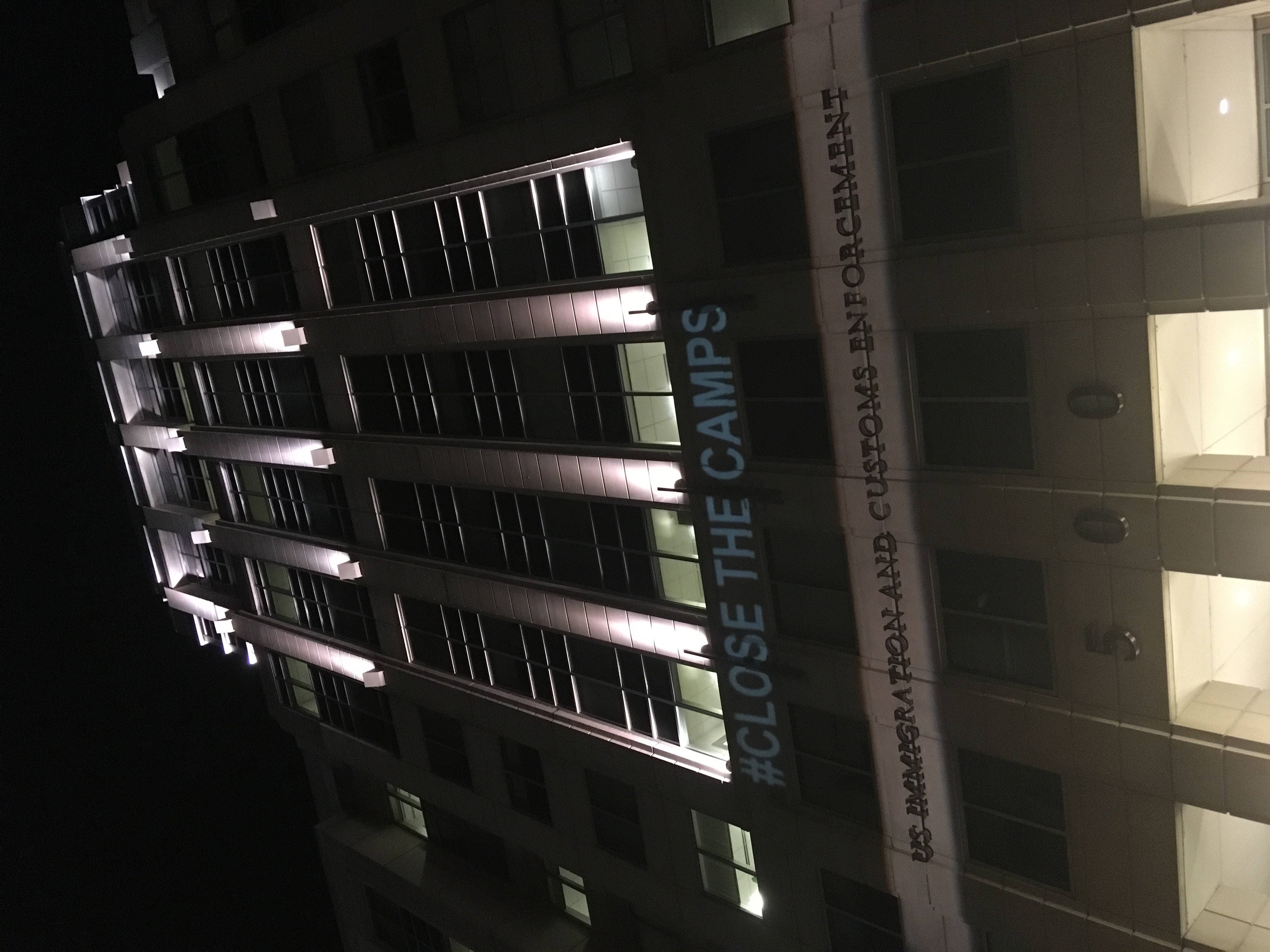 Projections at ICE HQ Against Concentration Camps