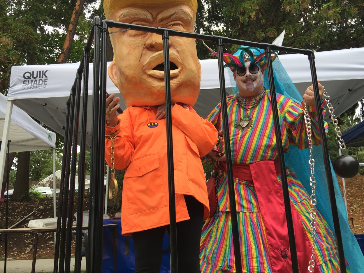 Trump Head mobilized at Bainbridge PRIDE