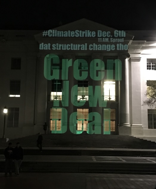 Light Projections Illuminate Cal Berkeley's Climate Strike  