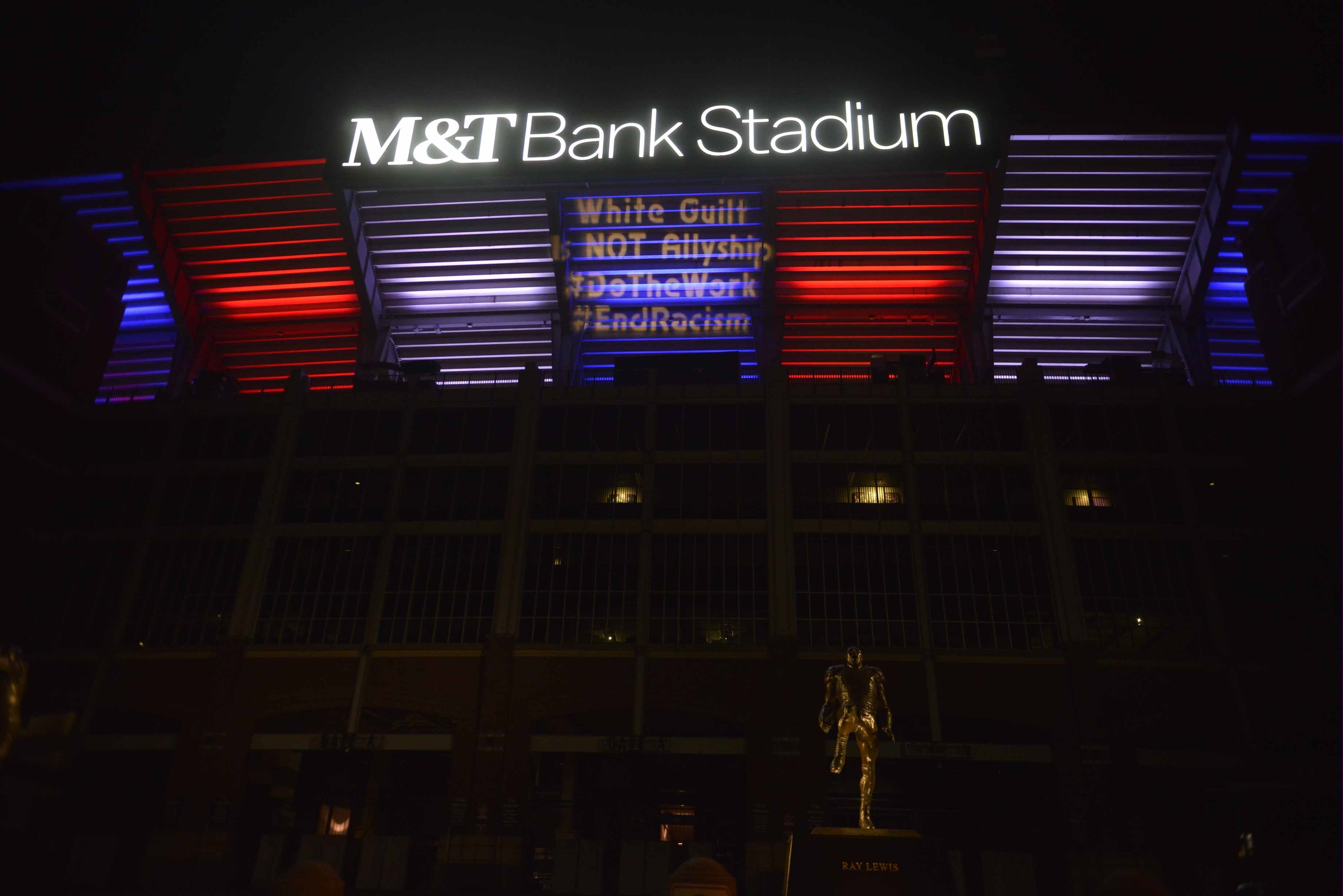 BLM projected onto NFL stadium in Baltimore