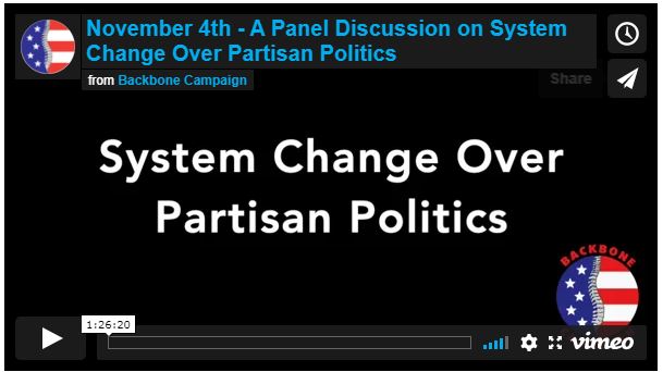 November 4th - A Panel Discussion on System Change & Mobilization Over Partisan Politics