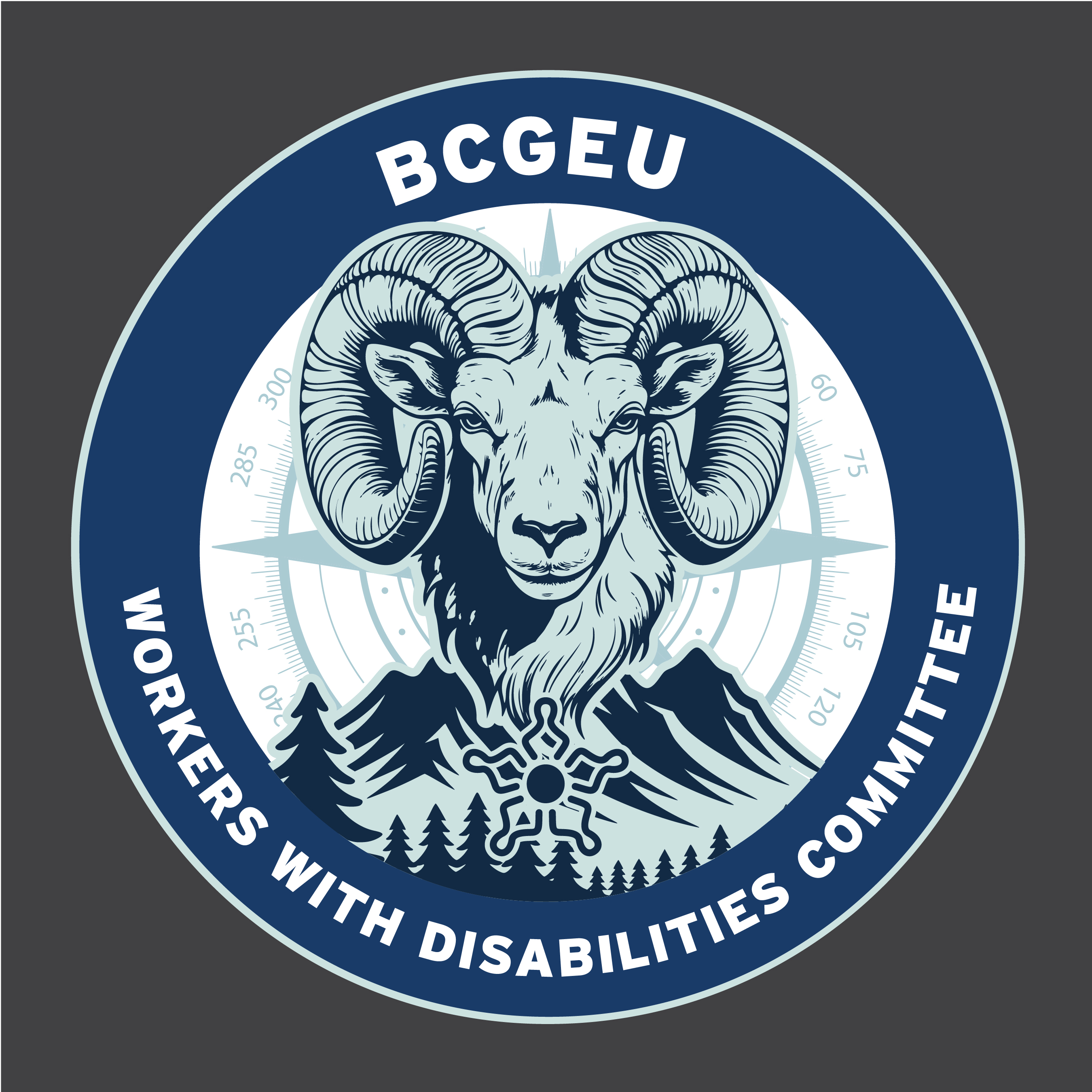 BCGEU Workers with Disabilities Committee badge featuring a ram