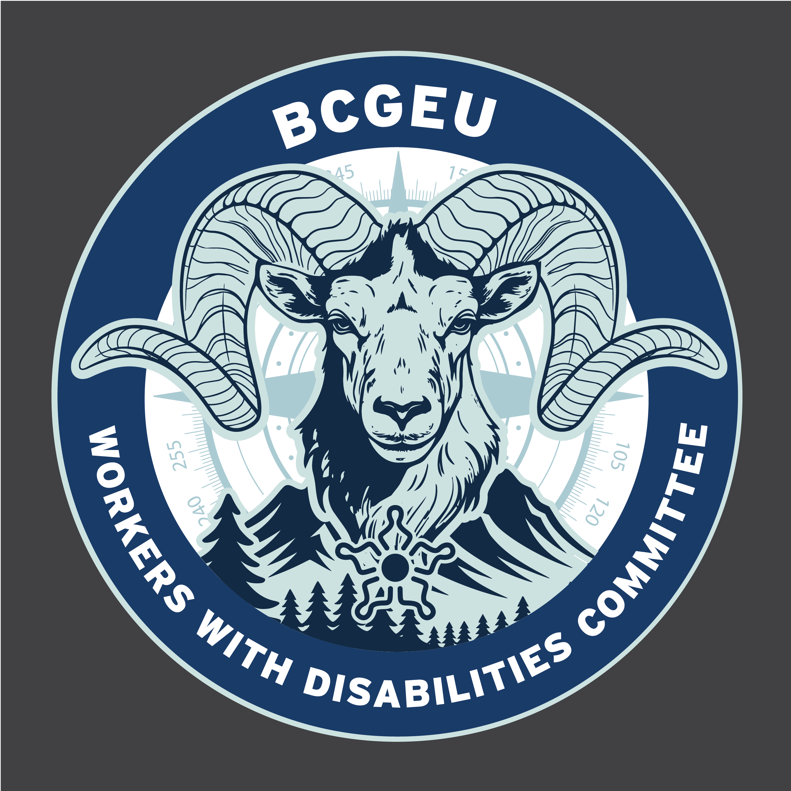 BCGEU Workers with Disabilities Committee badge featuring a ram