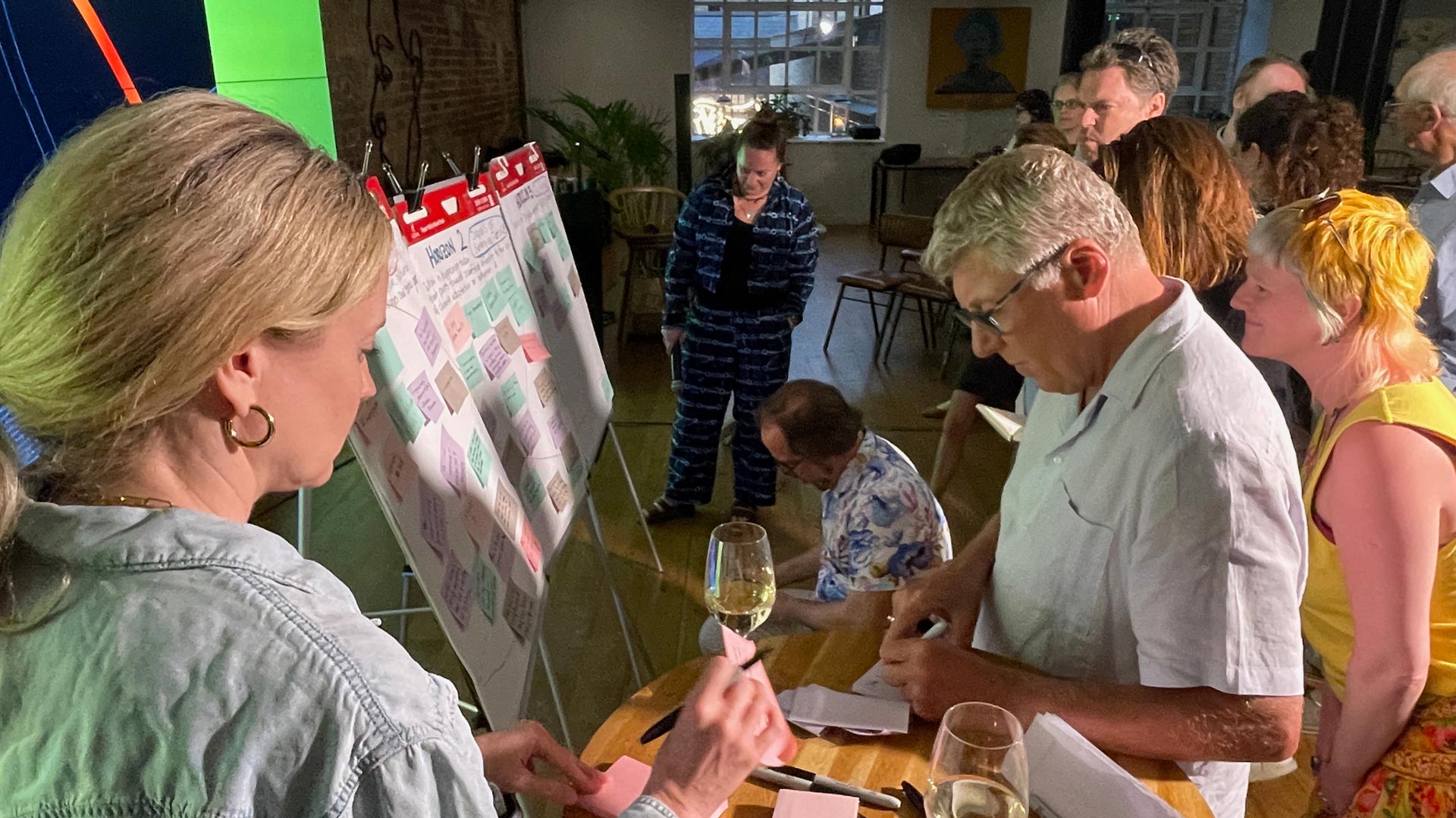 Guests with post-its in front of flipcharts