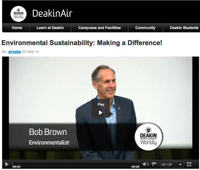Bob Brown, Environmentalist, presents \