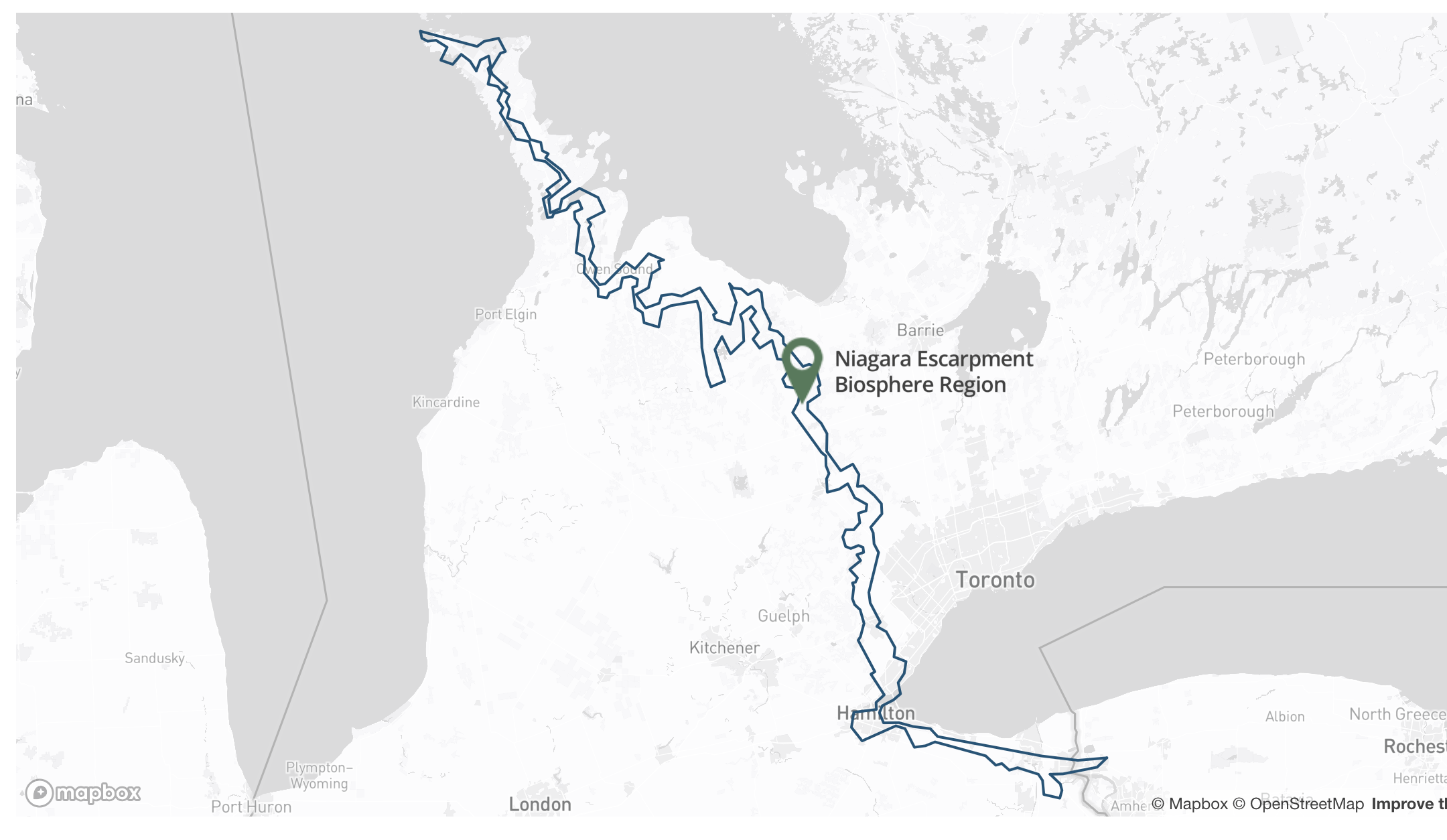 Map of the UNESCO World Biosphere Region - Niagara Escarpment - Image courtesy of Biosphere Network Map of the UNESCO World Biosphere Region - Niagara Escarpment