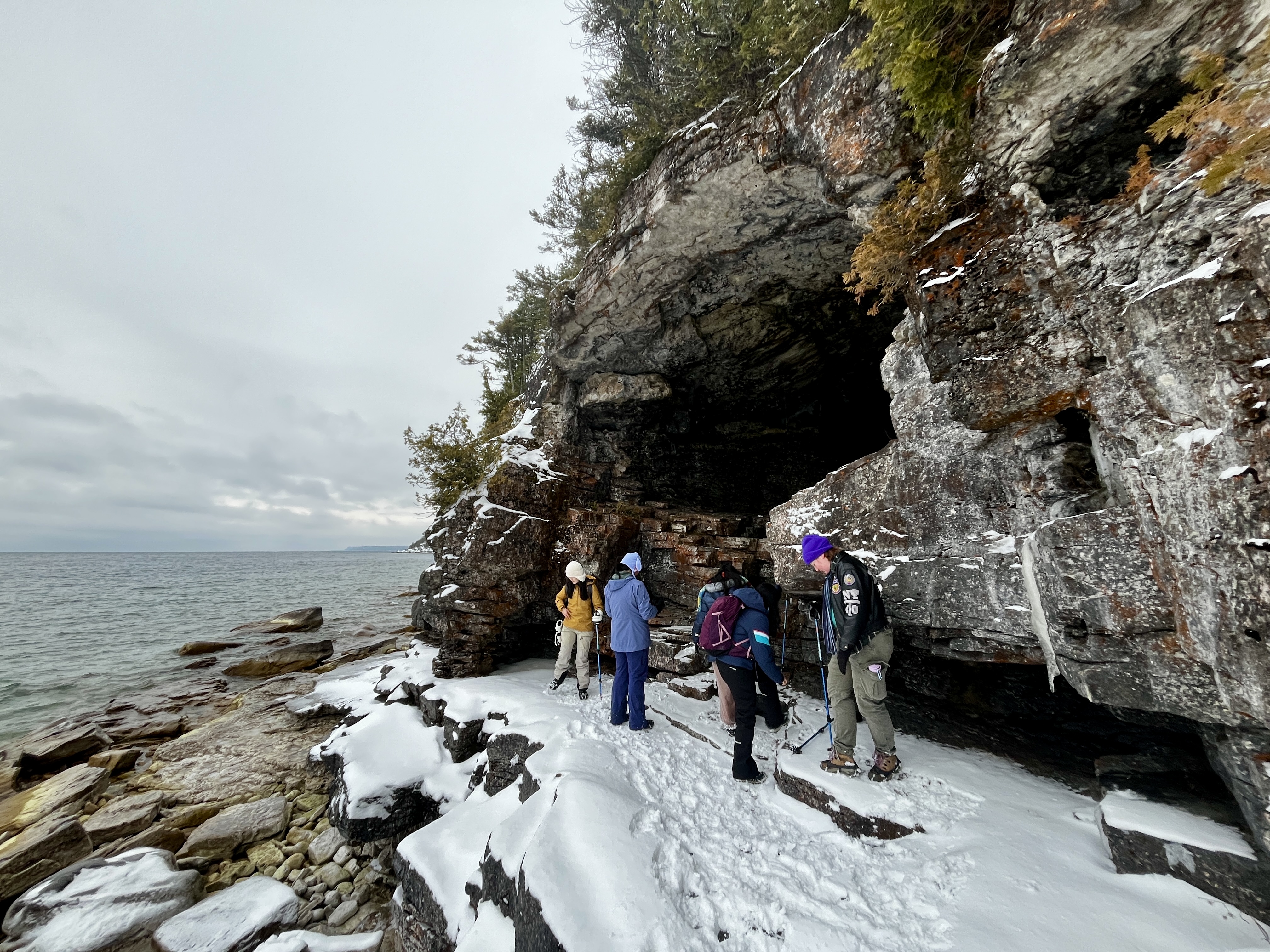 Looking at a cave on the EcoAdventures journey to the Grotto