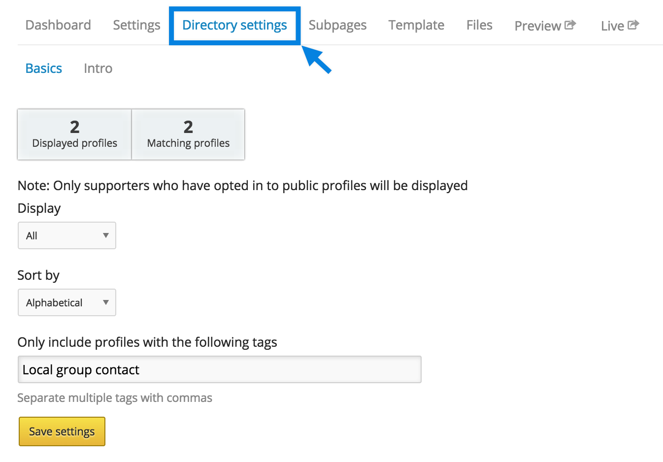 Directory Pages