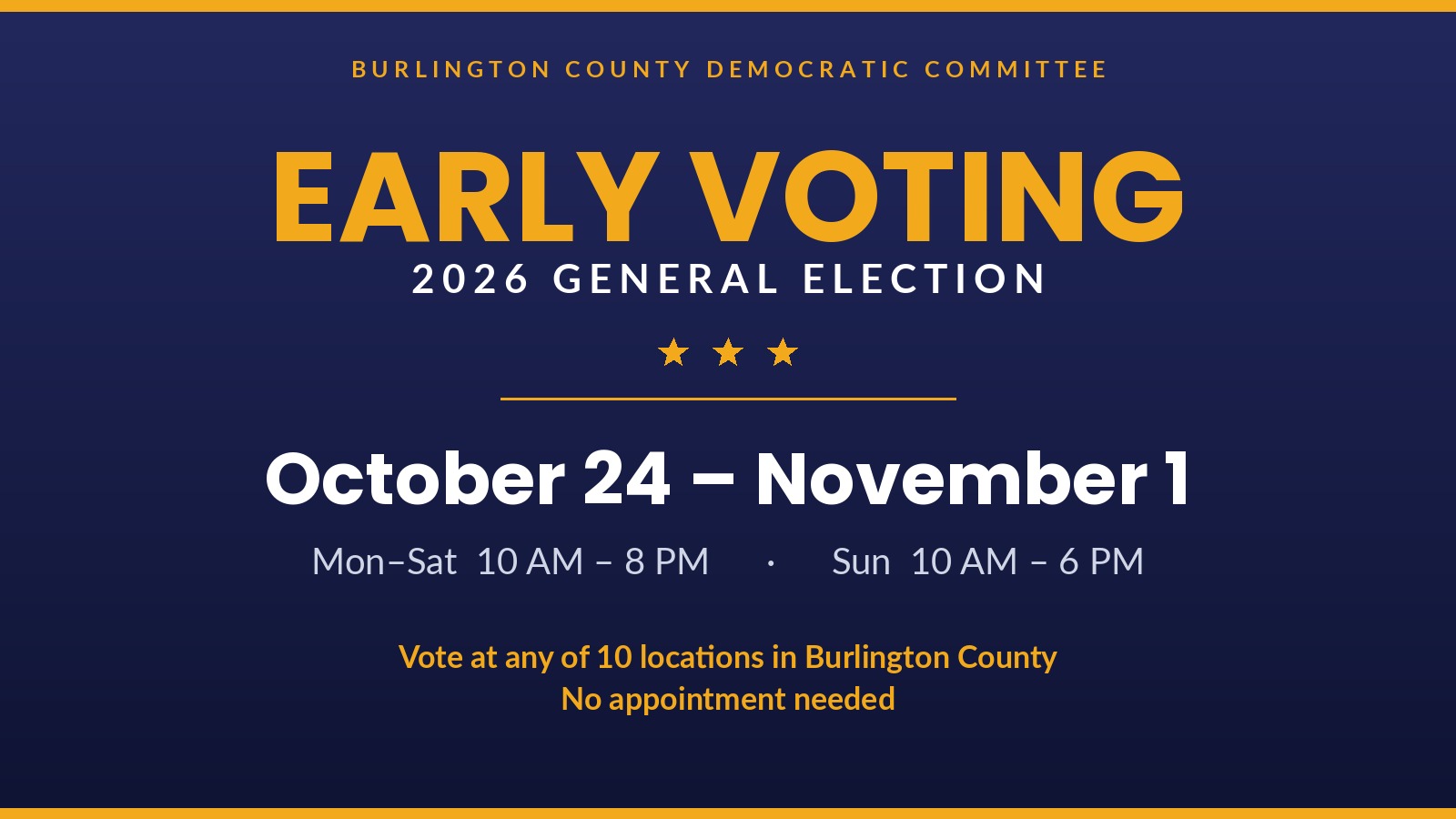 Early Voting 2026 General Election, October 24 to November 1