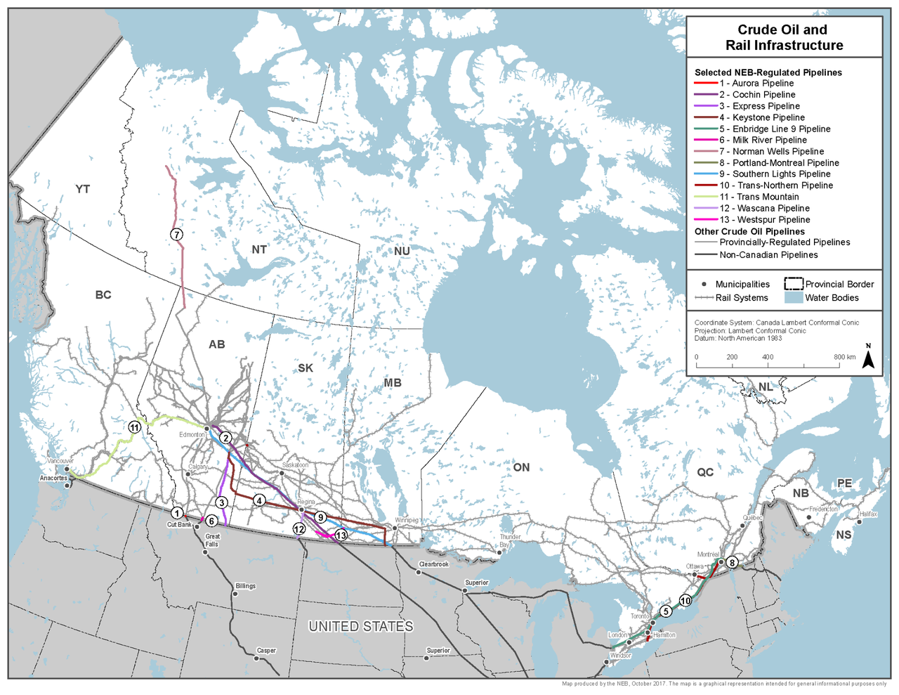 Canadian oil and gas pipelines map - Natural Resources Canada