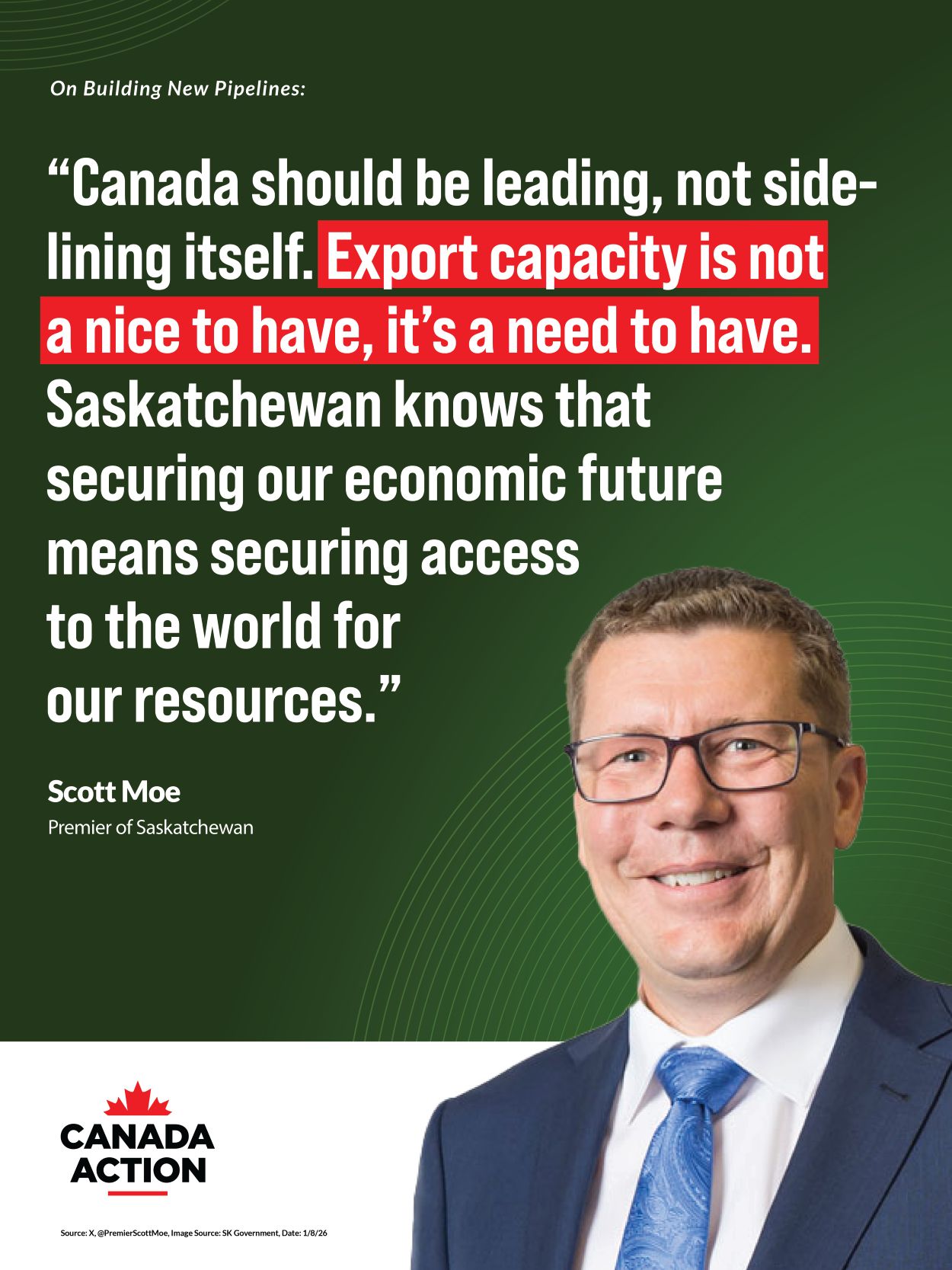 Canada must lead on trade infrastructure development --- not sideline itself, says Premier Scott Moe