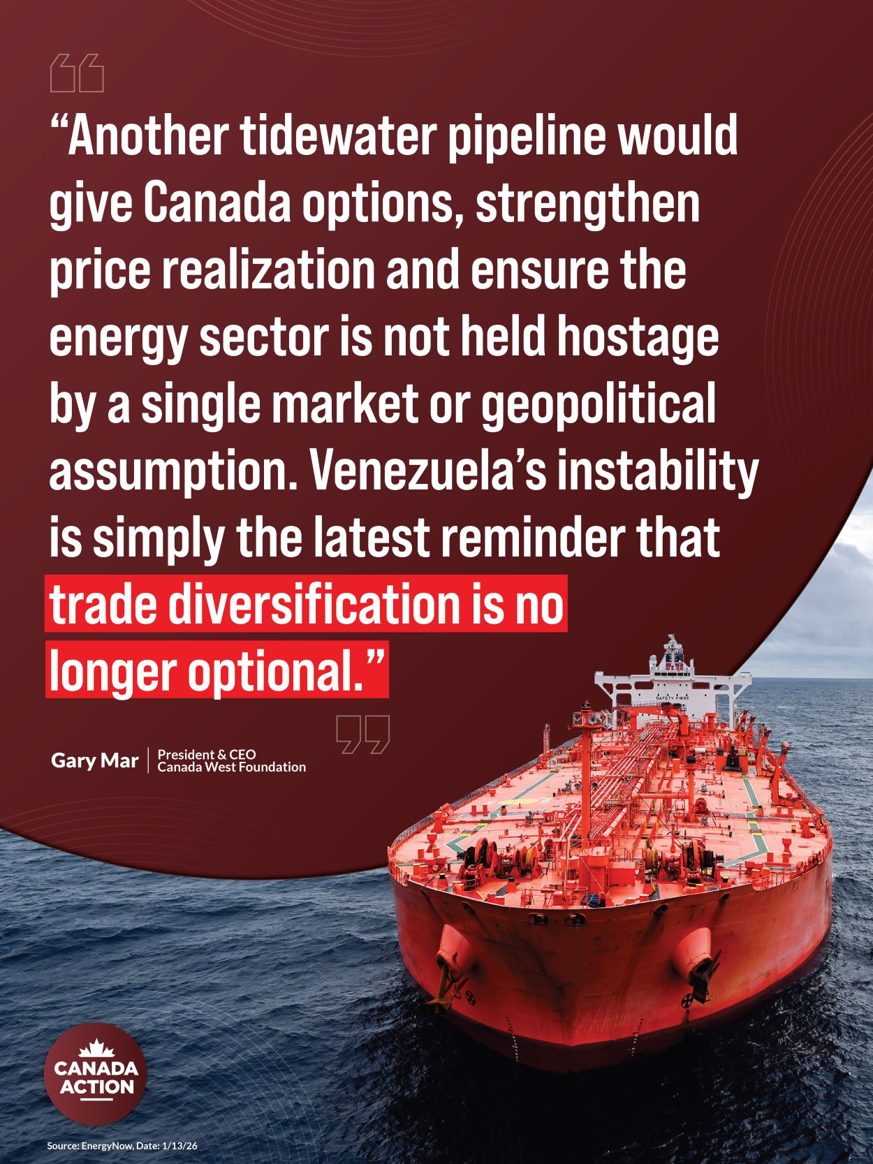 Canada needs new pipelines --- with opening up of Venezuela, trade diversification is no longer optional