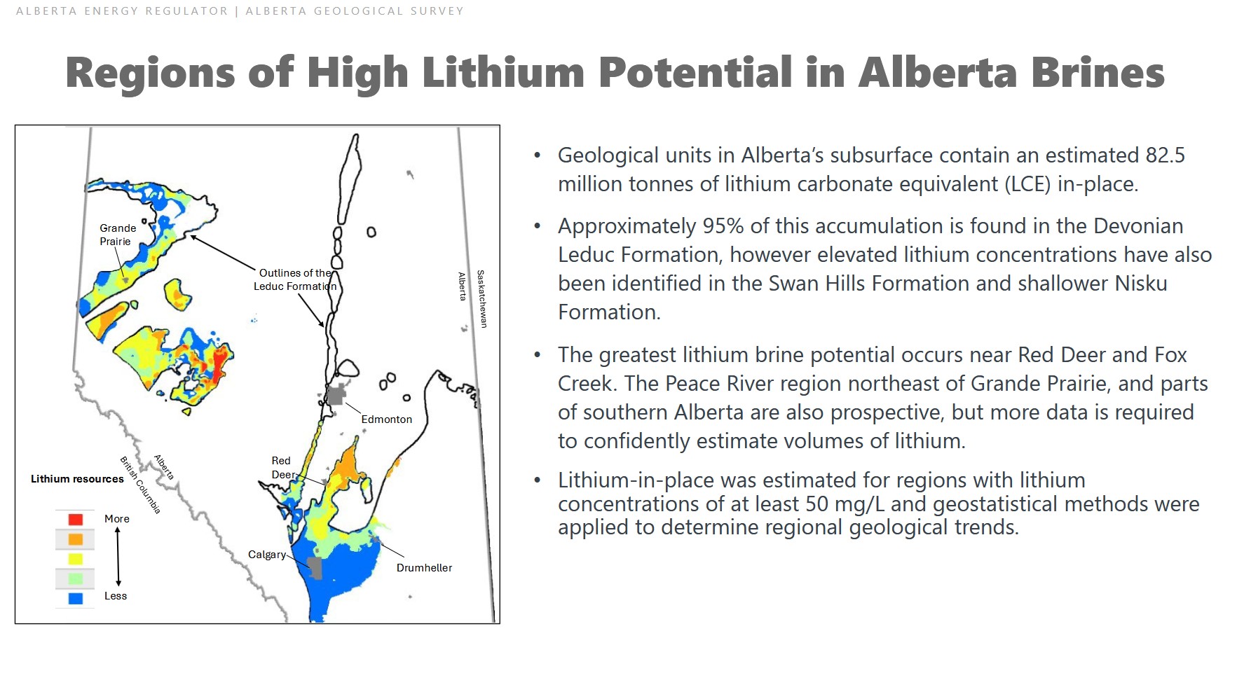 Regions of Alberta with high lithium potential