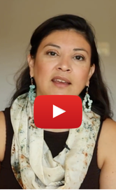 Youtube reel thumbnail: Close-up of Karina Cardona with a play button