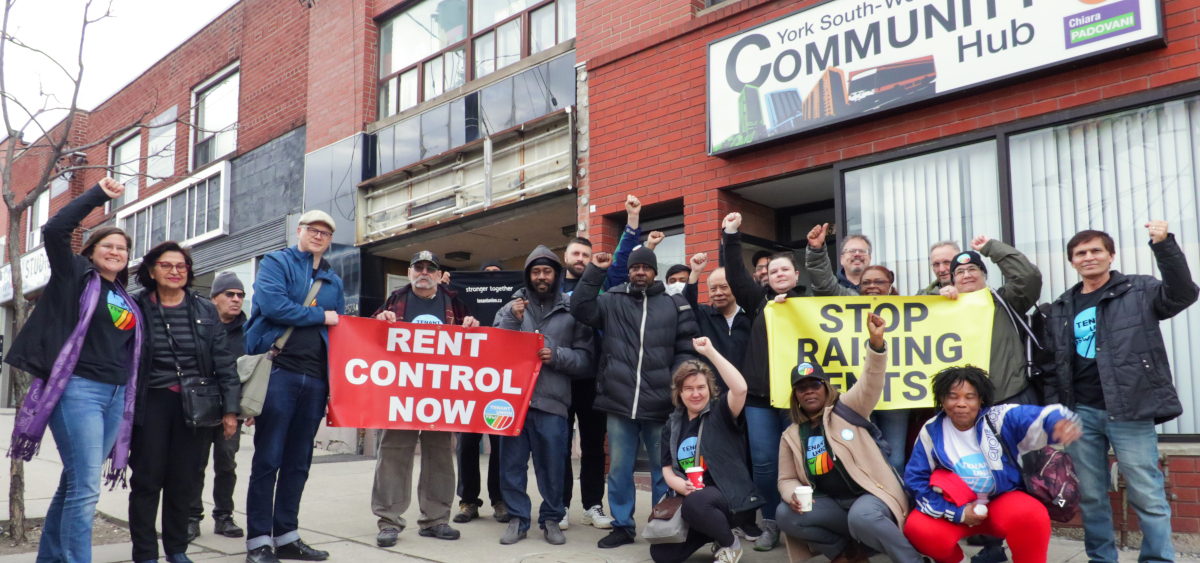 Members of the tenant union in front of the community office