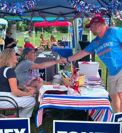 Sheboygan Falls America 250 Celebration Community tables and displays at the Sheboygan Falls America 250 Celebration