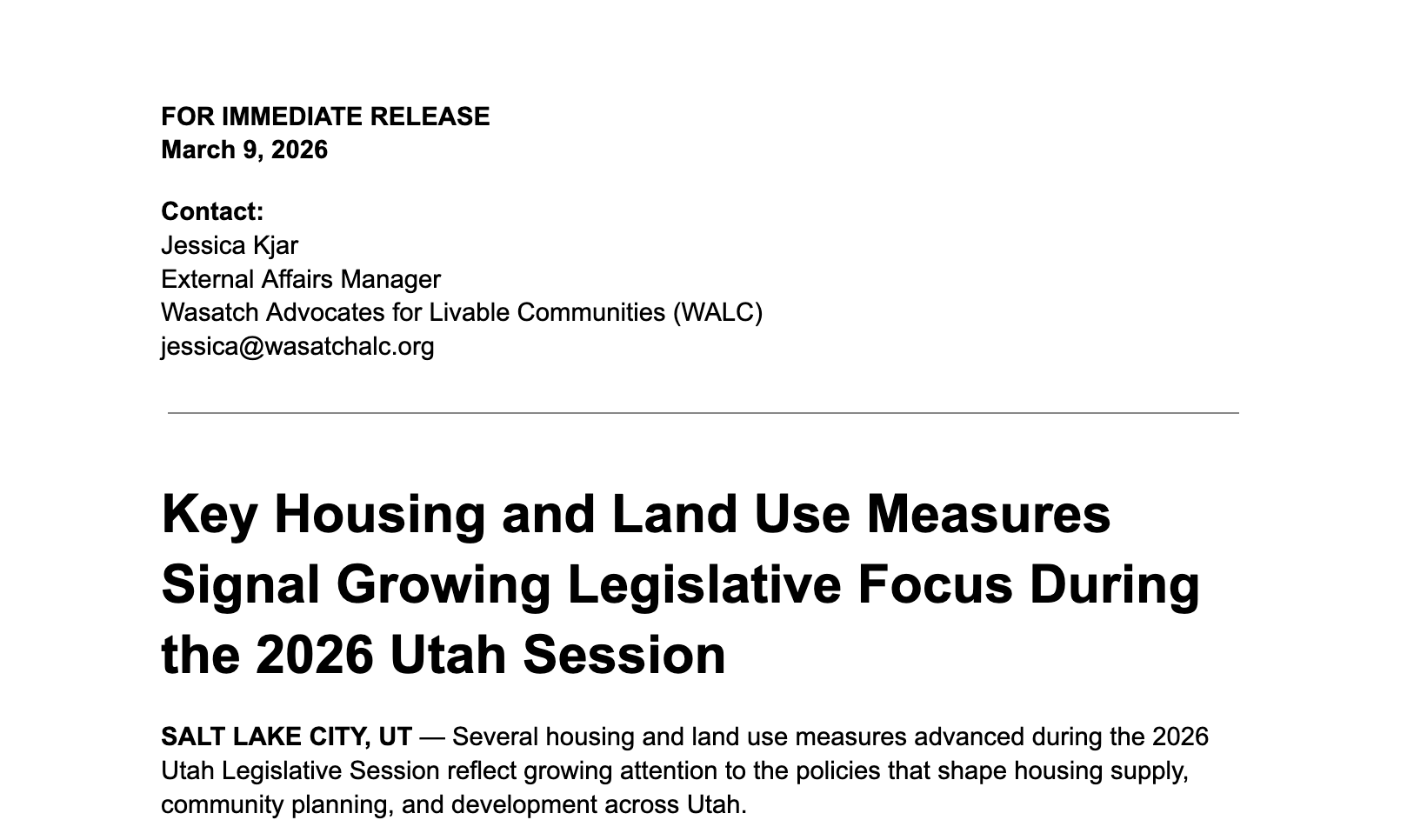 Key Housing and Land Use Measures Signal Growing Legislative Focus During the 2026 Utah Session