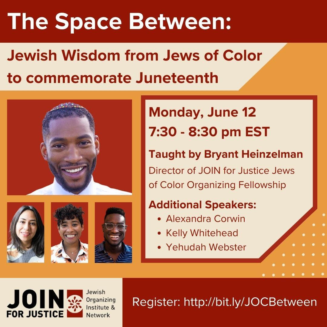 The Space Between: Jewish Wisdom from Jews of Color to commemorate  Juneteenth - Carolina Jews for Justice