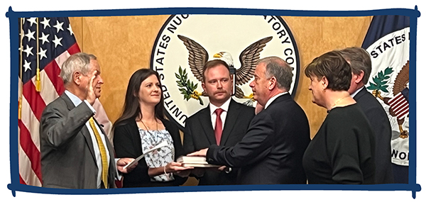 The Nuclear Regulatory Commission (NRC)
announced that David Wright, after being nominated by President Trump
and confirmed by the Senate, was ceremonially sworn in as NRC chair on
September 8.