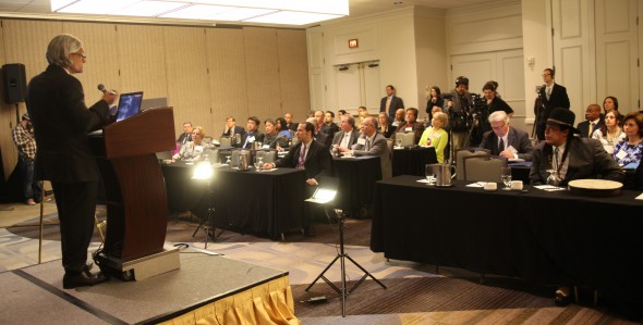 Yes Men's Andy Bichlbaum speaking to packed house at Department of Homeland Security Conference