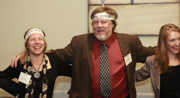 Margaret Flowers and Kevin Zeese of Popular Resistance join in circle dance