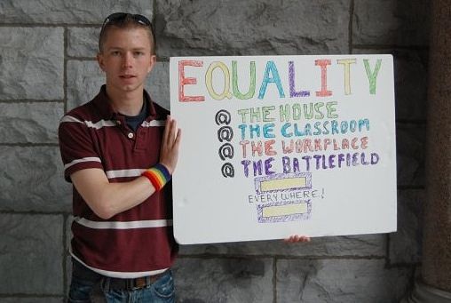Bradley Manning with Equality Sign Bradley Manning with Equality Sign