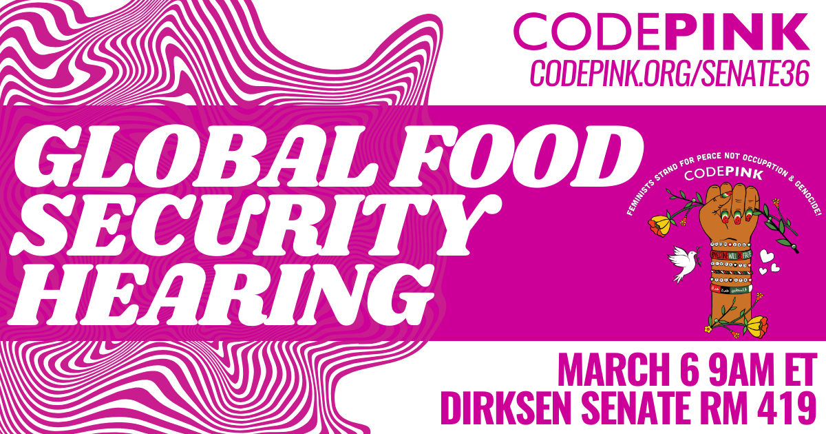 Global food security hearing codepink women for peace