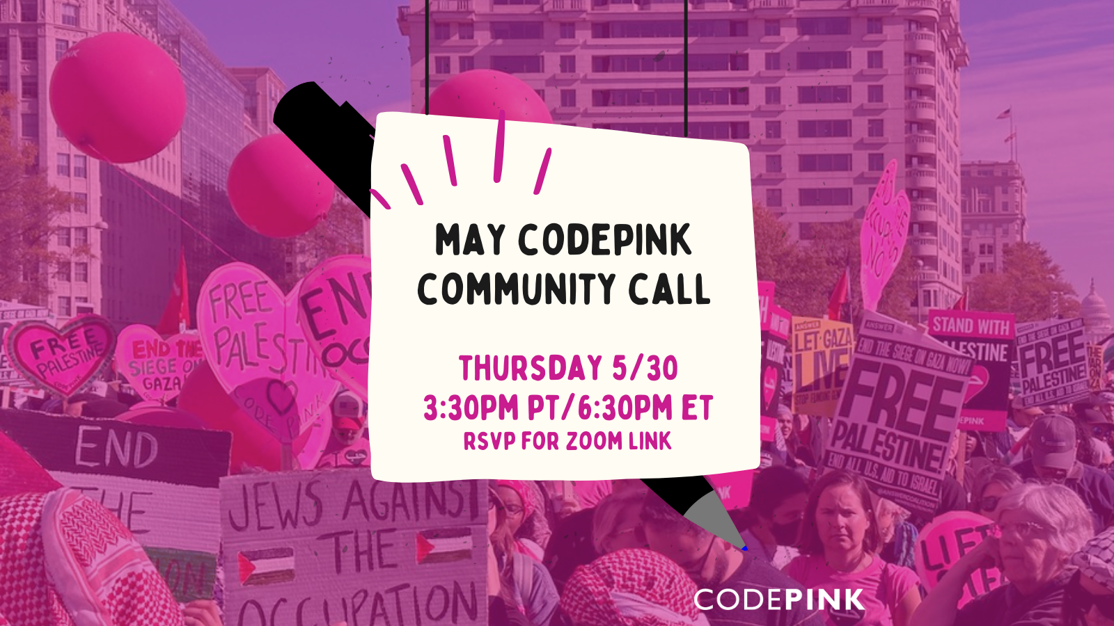 May Community Call - CODEPINK - Women for Peace