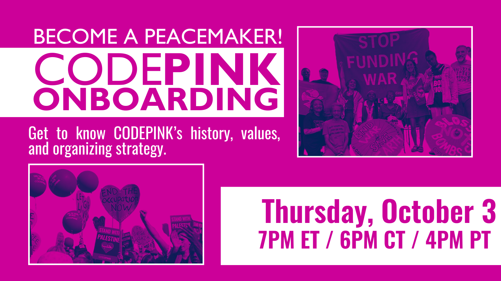 CODEPINK October Onboarding - CODEPINK - Women for Peace