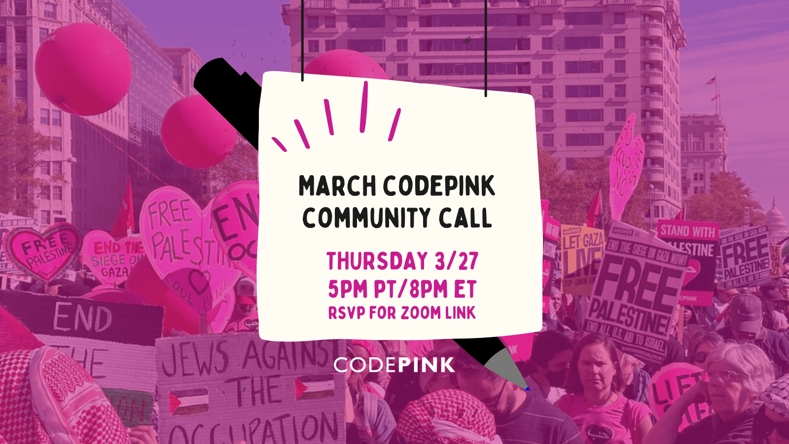 CODEPINK Community Call - March - CODEPINK - Women for Peace