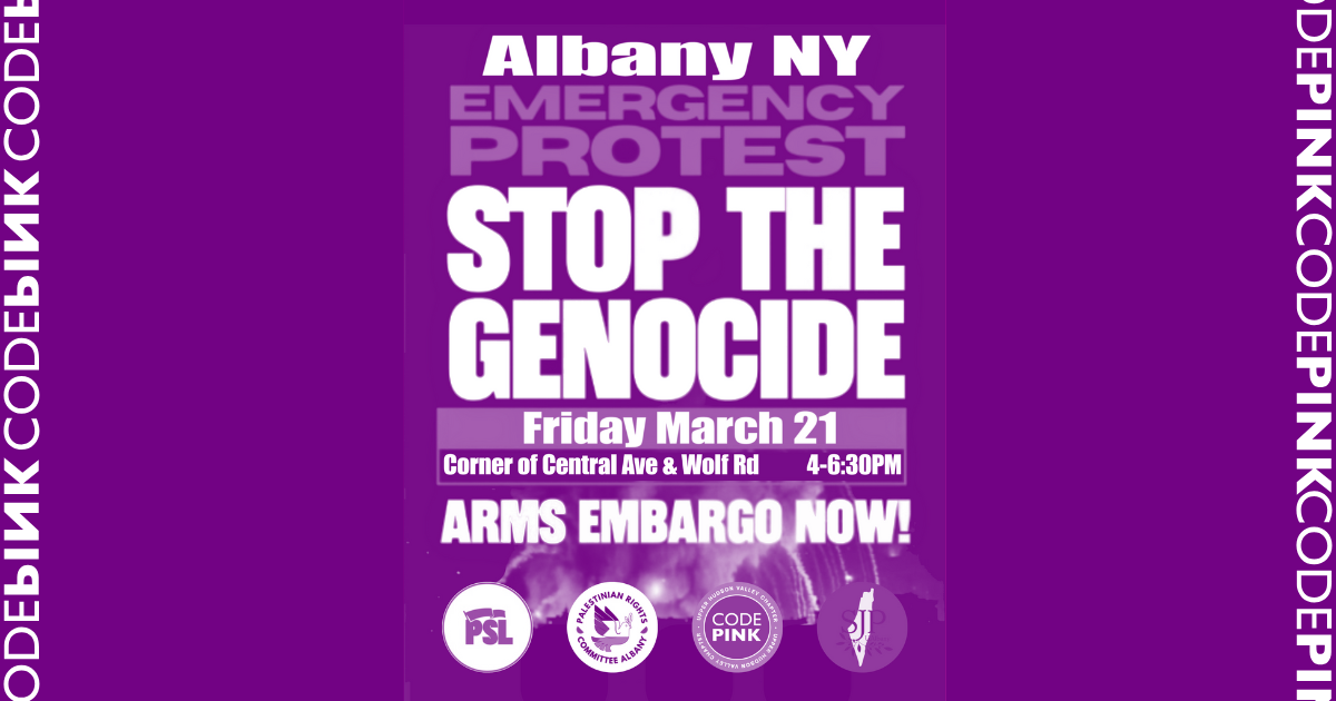 Albany NY: EMERGENCY PROTEST STOP THE GENOCIDE - CODEPINK - Women for Peace