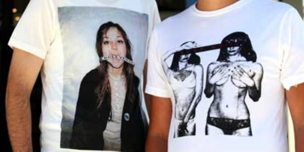 Women blindfolded and gagged: the latest in men's fashion from Roger David